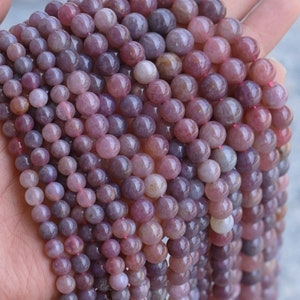 Natürliche Malve Madagaskar Rosenquarz, glatte runde Kristallquarz Perlen, 6mm 8mm 10mm seltene Steinperlen,15 Zoll pro Strang