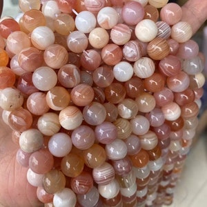 Natural Red Botswana Agate Round Beads  8mm , Smooth And Round Agate Beads-15 Inch  Strand