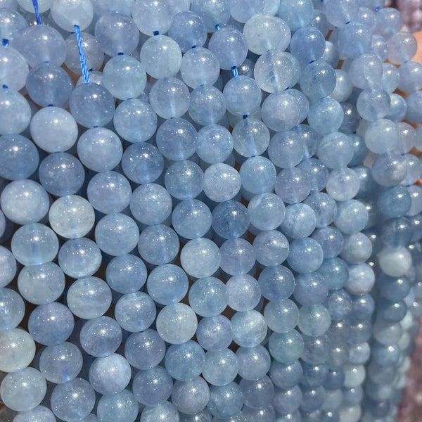 Aquamarine Quartz Stone Smooth Round Beads 6mm 8mm 10mm,15 inch full strand