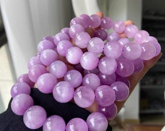 14mm High Grade Natural Kunzite beaded bracelet,pink bracelet