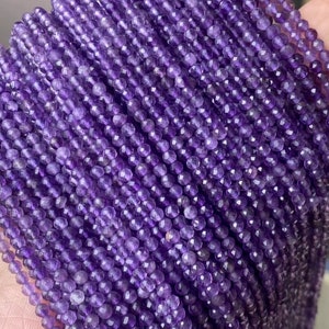 Natural Amethyst spacer faceted beads 2mm 3mm 4mm, Amethyst small faceted beads,15 inches
