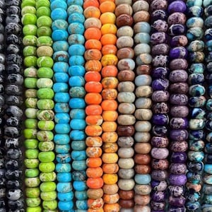 4x6mm Emperor Stone Smooth Rondelle Gemstone Beads,Sea Sediment Imperial Jasper Spacer Beads,Aqua Terra Jasper Beads,15 inches Approx 90pcs