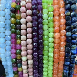 7-8mm Agate Chalcedony Stone Faceted square nugget diamond beads ,faceted cube gemstone beads,15inches one strands