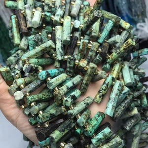 Natürlicher Kristall, rohe afrikanische Türkis säulenförmige Seitenlochperlen, halb fertige Armband Halskette Zubehör Perlen, 15-Zoll-Vollstrang