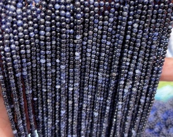 Genuine Natural Blue Sapphire Micro Smooth Round beads 2mm 3mm high quality sapphire tiny seed small beads,15 inches one strands,