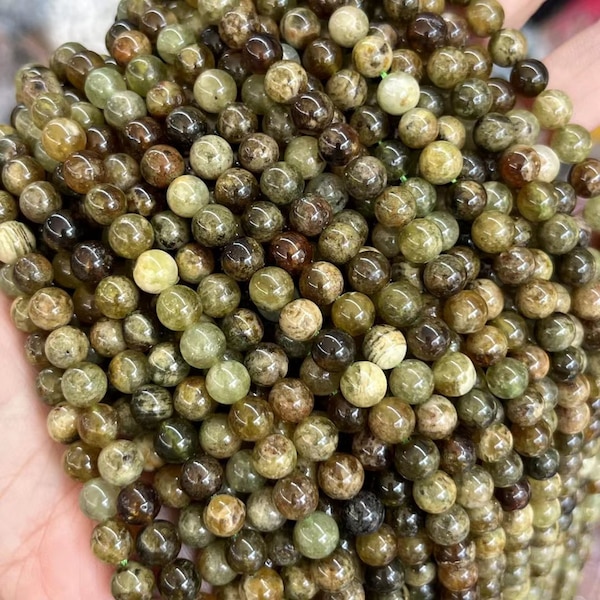 Natural Genuine AA Green Garnet smooth round beads ,Tsavorite loose beads 6mm(63pcs)8mm(47pcs)10mm(37pcs)12mm(32pcs),15 inches