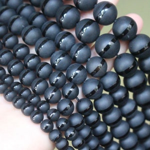 6mm 8mm 10mm 12mm 14mm Matte Black Onyx beads, Frosted Beads, 15&#39;&#39; Full Strand