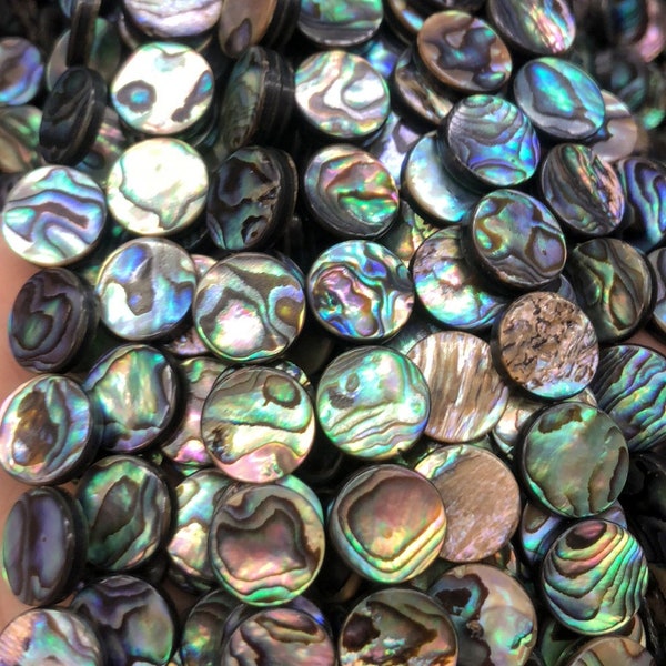 Abalone Schwarze Muschel Flach Münze Perlen,6mm 8mm 10mm 12mm 14mm 16mm 18mm Natürliche Abalone Muschel Münzperlen,15 Zoll Vollstrang