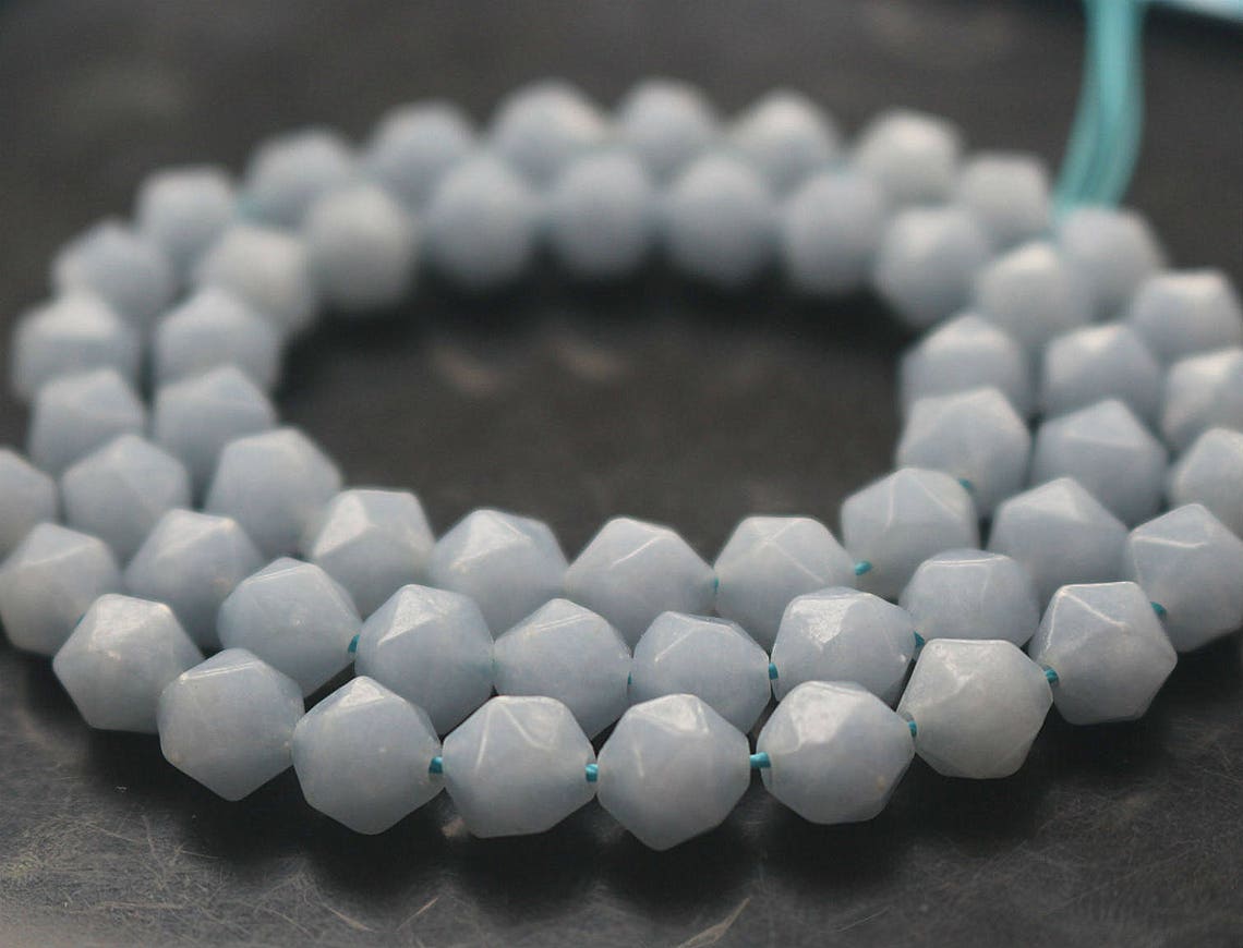 Natural Angelite faceted star cut beads angelite stone Etsy