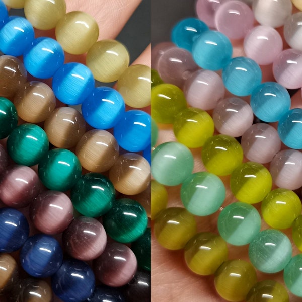 Cat'Eye Stone Smooth And Round Beads,cat's eye yellow green blue purple red black white grey orange champagne color beads 4-16mm,15 inche