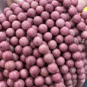 Natural AA Pink Rhodonite Smooth Round Beads 4mm 6mm 8mm 10mm 12mm,15 inches one strands