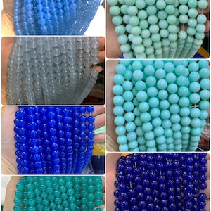 Blue Malaysian Jade wholesale, 4mm 6mm 8mm 10mm 12mm 14mm blue Jade chalcedony beads,Smooth Round Beads, 15 inch one strand