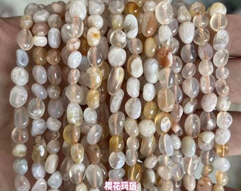 6*8mm Natural sakura agate pebbles chips nugget beads.15 inches one strand