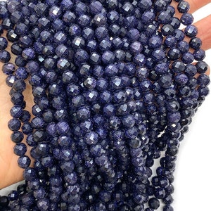 Arenaria blu naturale 64 perle di pietra preziosa distanziatore sfaccettate, perle di arenaria blu sfaccettata 6mm / 63pcs