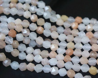Natural Pink Aventurine Star Cut Faceted Nugget Gemstone Beads,6mm 8mm 10mm 12mm Beads,15 inches.