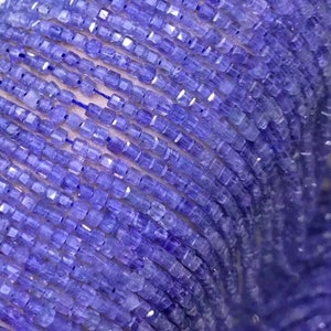 Genuine Tanzanite Faceted Cube Beads 2mm, Micro Natural Faceted Tanzanite Square Diamond Cut Beads,15 inches one strands