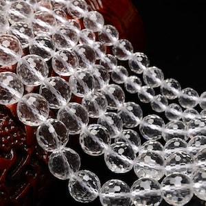 Natural Rock Crystal White Quartz faceted round beads 128 faceted white quartz round beads, 6mm 8mm 10mm 12mm 14mm,15 inches