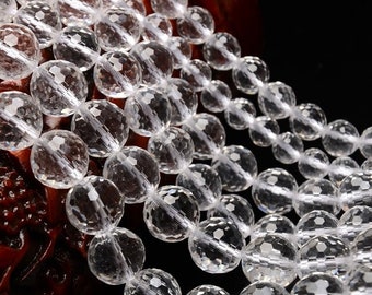 Natural Rock Crystal White Quartz faceted round beads 128 faceted white quartz round beads, 6mm 8mm 10mm 12mm 14mm,15 inches