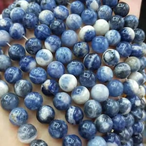 Natural Blue Sodalite Smooth Round Beads ,Blue Sodalite Frosted round beads 4mm 6mm 8mm 10mm 12mm Round Gemstone,15 Inch One Strand