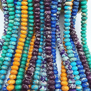 5*8mm Emperor Stone Smooth Rondelle Gemstone Beads,Sea Sediment Imperial Jasper Spacer Beads,Aqua Terra Jasper Beads,15 inches Approx 82pcs