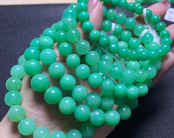 Chrysoprase Green Jade Beaded Bracelet: Natural Energy Stone