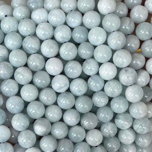 Natural Aquamarine Smooth and Round Beads 4mm 6mm 8mm 10mm 12mm ,High quality beads,15 inches Full Strand