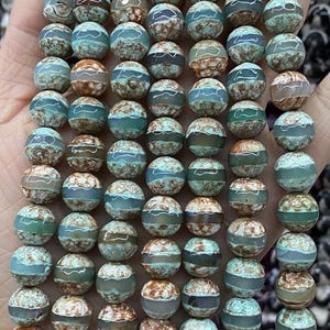 Green tibetan Dzi agate faceted round beads,stripe Dzi agate beads 8mm 10mm,15 inches one strands