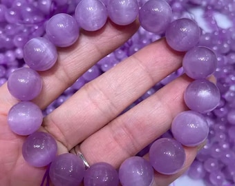 Natural Kunzite beaded bracelet,Spodumene women bracelet gift