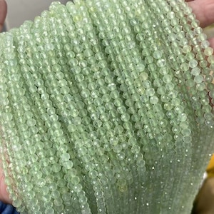 Natural Prehnite spacer micro faceted beads 2mm 3mm 4mm 6mm Prehnite Green small faceted tiny beads,15 inches