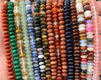 3*6mm Natural rose quartz, Lapis lazuli ,Aventurine Smooth Rondelle Beads,Agate Crystal Stone Spacer Beads,Approx 115pcs one strand