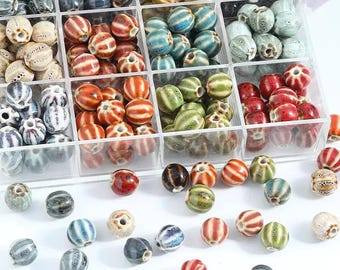 Ceramics large hole beads,watermelon shape Big Hole for jewelry bracelet/necklace making 11mm ,hole size 2.5mm(20pcs 100pcs)