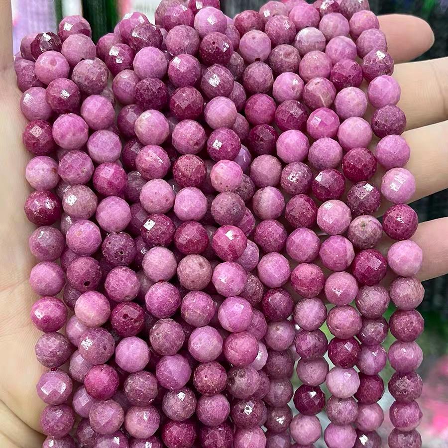 Natural Real Red Ruby 8mm Faceted Spacer Gemstone Beads,15 Inches ...