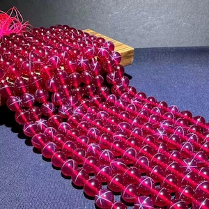 Starlight Lab Ruby Round Beads for jewelry making  6mm 8mm 10mm, 15 Inch Strand