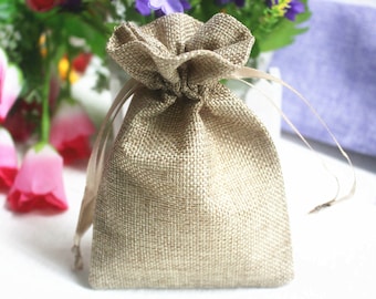 50 PCS Light Brown Hemp Bag Drawstring Bags Pouch Wedding Favor Gift Packaging Bag Jewelry Party Bags wholesale , Jewelry Gift Bags