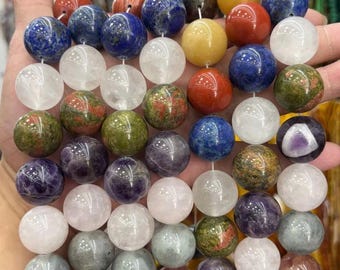 20mm Mixed Color large size Stone Beads,Natural Quartz agate amethyst red Jasper Beads,Gemstone Beads,15 Inches one Strand