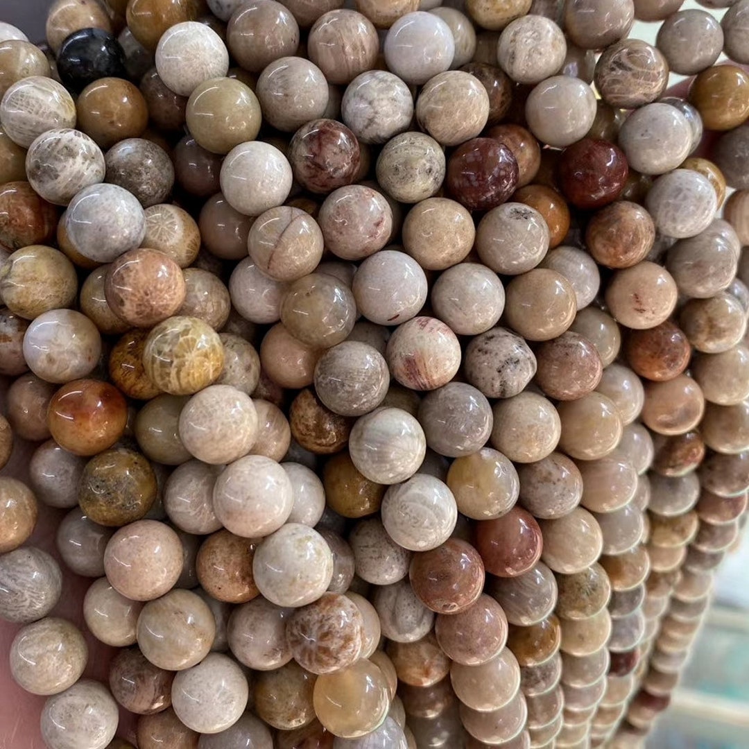 Perline Di Pietra Preziosa Diaspro Fossile Di Corallo Naturale - Foto 2