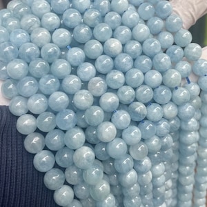 Natural 3A Aquamarine 4mm 6mm 8mm 10mm 12mm Smooth and Round Beads,High quality beads,Full Strand