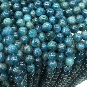 Natural Genuine AAA Blue Apatite  Smooth Round 6mm 8mm 10mm Blue Apatite Beads,15 Inches Full Strand