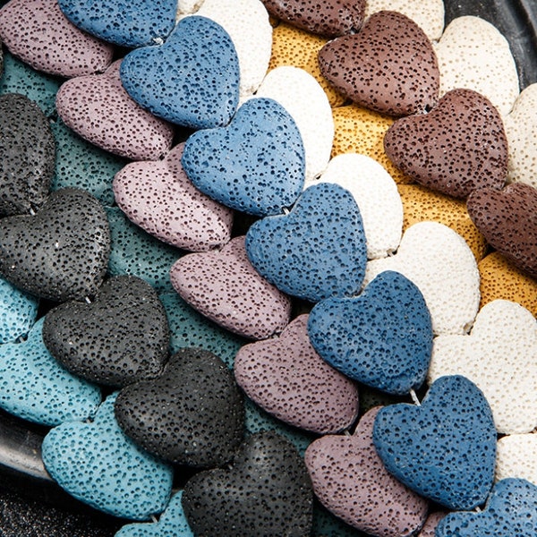 Lava Heart Shape Beads, Volcanic Rock Beads,Heart Shape Lava Beads,15 Inches One Strand
