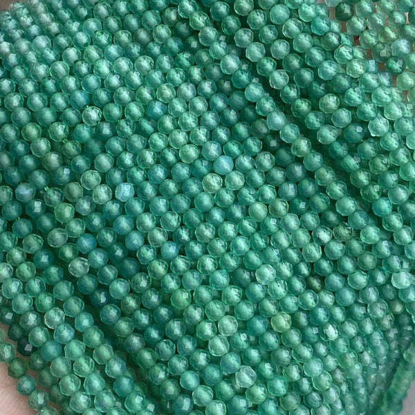 Natural Green agate spacer faceted beads 2mm 3mm, green agate small faceted beads,15 inches