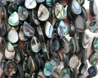 Natural Abalone black shell waterdrops beads,teardrop Abalone shell beads, 15 inches one strand