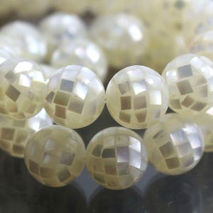 8mm 10mm 12mm 14mm Natural Beige Abalone Mosaic Beads,paua shell beads,ball beads,Mother of Pearl,mop beads