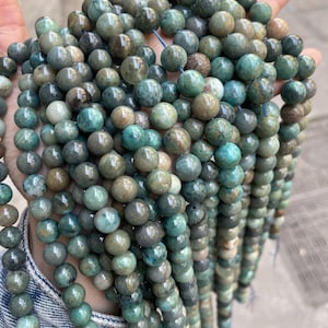 Natural Genuine Green Phoenix stone Turquoise Smooth Round Beads , 6mm 8mm 10mm,15 inches per strand