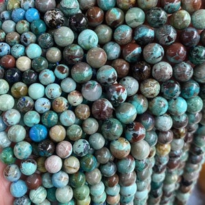 Natural Chrysocolla Smooth Round Beads 6mm 8mm 10mm , 15 Inch, Full Strand