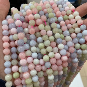 Morganite Stone 6mm 8mm 10mm Smooth Round Beads,Morganite Quartz Loose Stone Beads,15 inches one strands