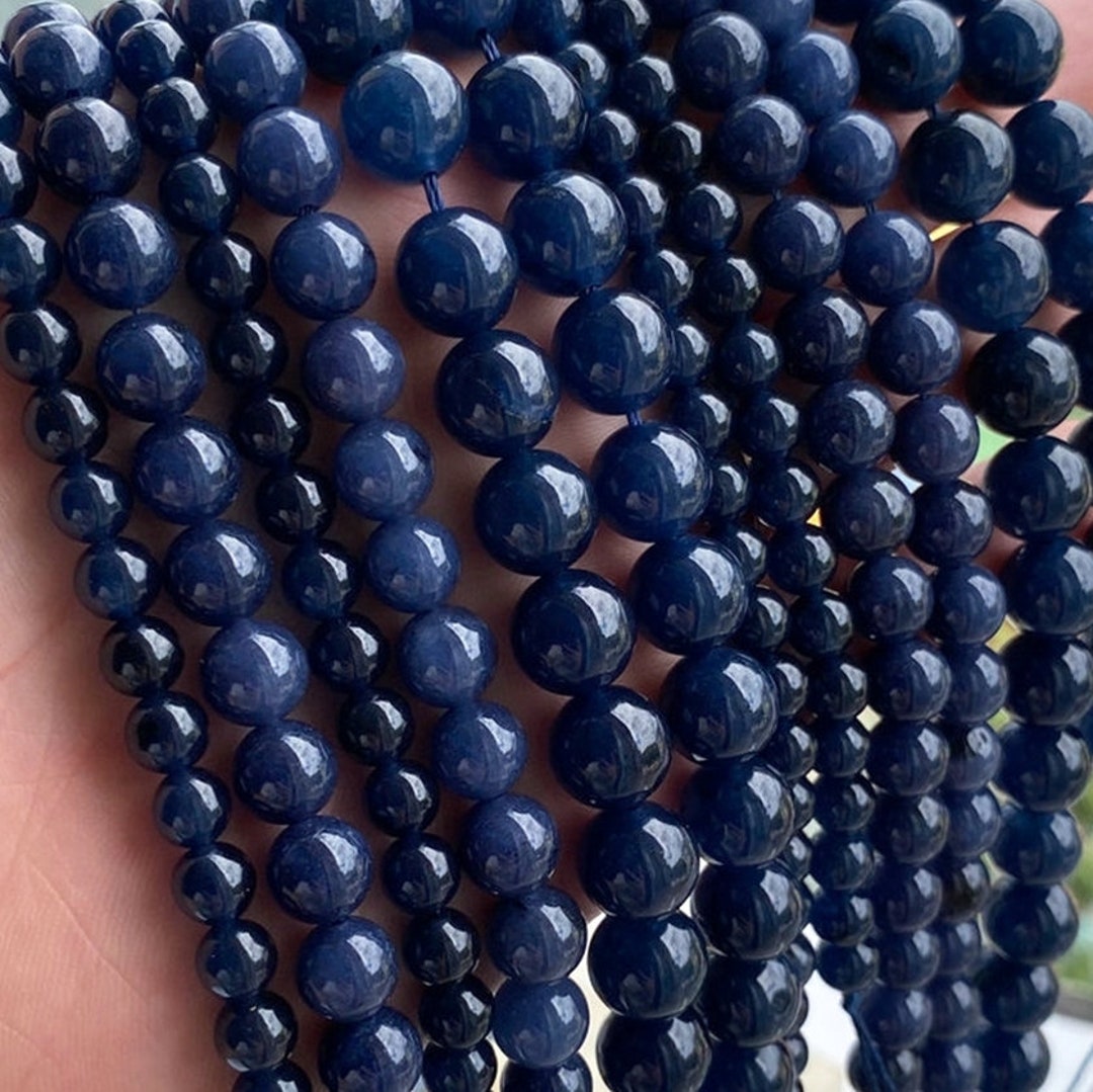 Dark Blue Jade Loose Beads 6mm 8mm 10mm Beads ,blue Jade Smooth Round