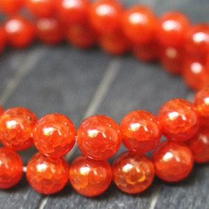 8mm Natural Red Dragon Vein Agate ,Smooth round beads,15 inches one strands