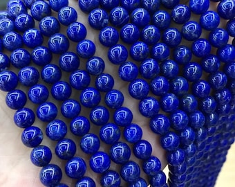 Echte AAAAAA Natürliche Lapis Lazuli Glatte Runde Perlen 4 mm 6 mm 8 mm 10 mm 12 mm, 15 Zoll pro Stränge