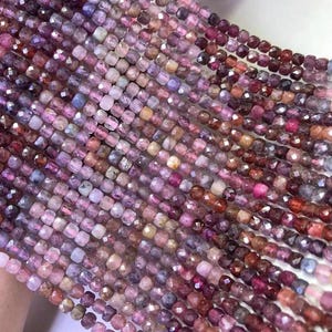 Genuine Tundra Sapphire Faceted Cube Beads 4mm,Natural Faceted Tundra Sapphire Square Tiny Diamond Beads,15 inches one strands