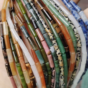 Natural crystal stone agate cylinder gemstone beads , jade pink rhodonite labradorite column beads, 4*13mm ,tube beads,30 pcs one strands